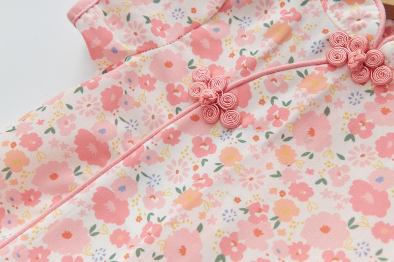Product Introduction of Baby Girl Pink Floral Cheongsam Dress 0820X 19