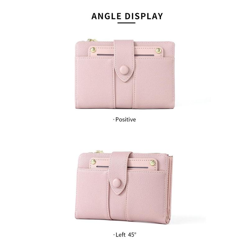 Product Introduction of Fashion Zipper Short Wallet PU Leather Solid Color Card Holder Rivet Coin Purse Women 13