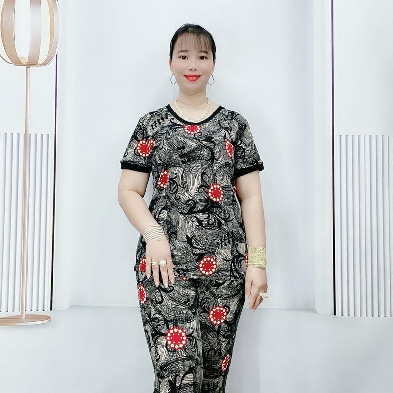 Bộ bông tay ngắn quần dài Mã 87, vải mềm mịn, thấm hút mồ hôi, big size từ 45kg đến 100kg, không nhăn không nhàu không xù lông - Áo, Nữ dobo tay đũi  xốp Women