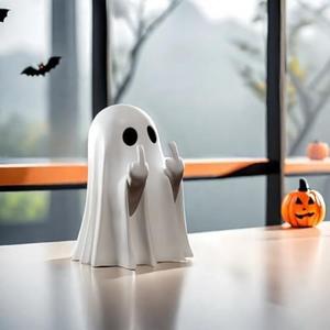 Estatua de Fantasma de Halloween Linda, Adorno de Diseño de Fantasma de Dedo Divertido, Escultura de Resina Espeluznante para Decoración Interior y Exterior, Idea Perfecta para Regalo de Halloween