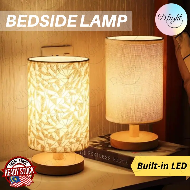 [Ready Stock] Lampu Tidur Nordic Wooden LED Table Lamp Bed Light Bedside Deco Decoration Bilik Meja Hiasan Cantik Moden Tepi Decor Katil Desk Lamps USB Night Lights Children Room Belajar Study Lighting Modern Cylindrical Solid Wood Warm Kuning Bedroom
