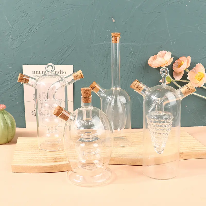 Botol Dua Lapisan, 1Pc, 2-dalam-1, Botol Kaca Sos, Minyak, Cuka, Perasa, Bermeterai, Balang Botol Penyimpanan Dapur, Alat Dapur Kitchenware Seasoning Utensils