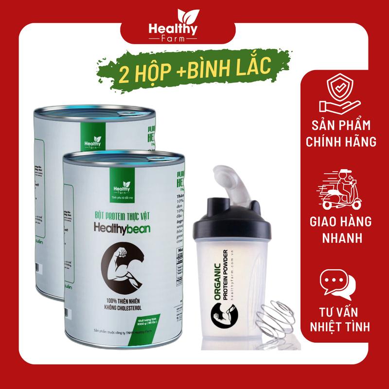 Combo 2 Hộp Bột Protein Thực Vật Healthybean & Bình Lắc Shaker
