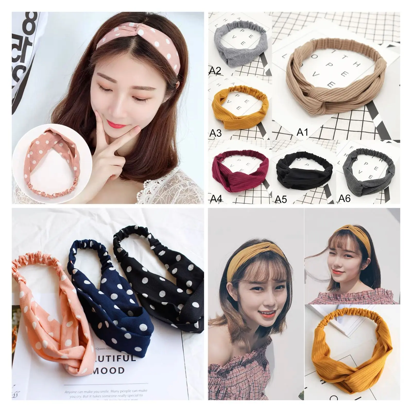 NTL ACR2 Bando Karet Polos Salur , Bandana Motif Polkadot , Headband , Aksesories Rambut