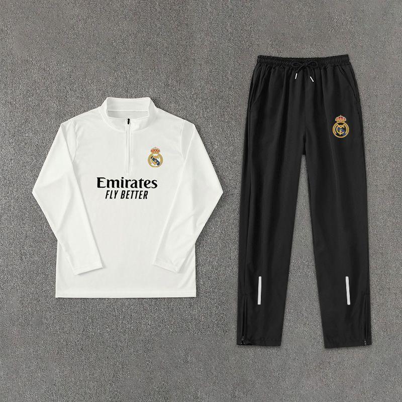 2425 Barcelona Real Madrid Bóng đá nửa có khóa kéo Cổ đứng dài tay Quần áo tập luyện Phù hợp với nam giới Chạy bộ thể thao khô nhanh Bộ hai mảnh 8