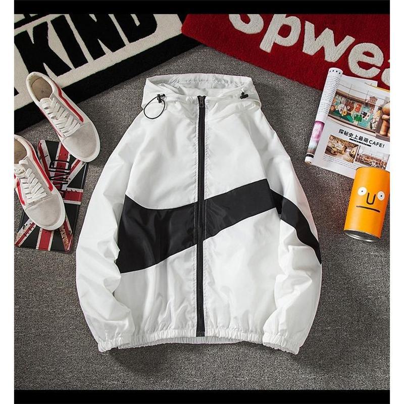 Men's jacket men's sunscreen coat men's jacket Korean-style long-sleeved windbreaker side stripe hooded jacket 2