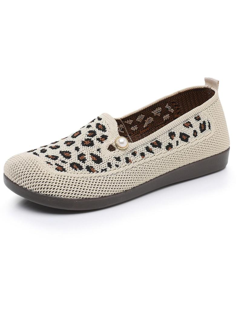Product Introduction of Women's Fashionable Leopard Print Slip on Sneakers, Casual Comfortable Flat Shoes for Daily Wear, Lightweight Breathable Shoes for Women & Girls 6