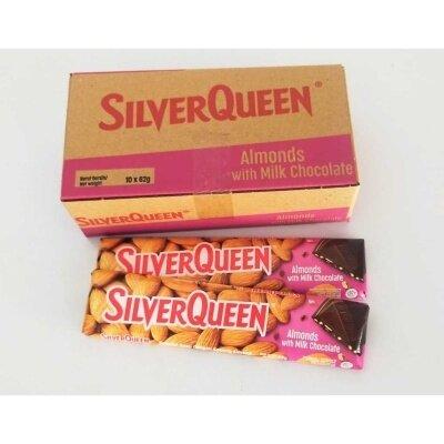 SILVERQUEEN 55g BESAR 1 BOX ISI 10 PCS varian Almonds with Milk chocolate | Milk Chocolate With Cashews Cokelat Mete Coklat 4