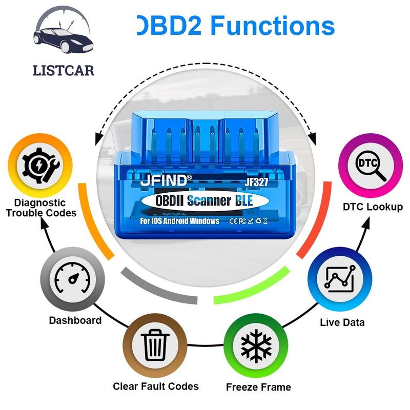 Máy Quét Xe Máy OBD2, JFIND JF327 V1.5, Bluetooth5.0, Tương thích với Android / IOS, Tương thích với Yamaha y15 và Honda, 3PIN đến 16PIN, Cáp OBD 2 4PIN, Máy Đọc Mã Lỗi Ô Tô, Công Cụ Chẩn Đoán Ô Tô, PK ELM327 1