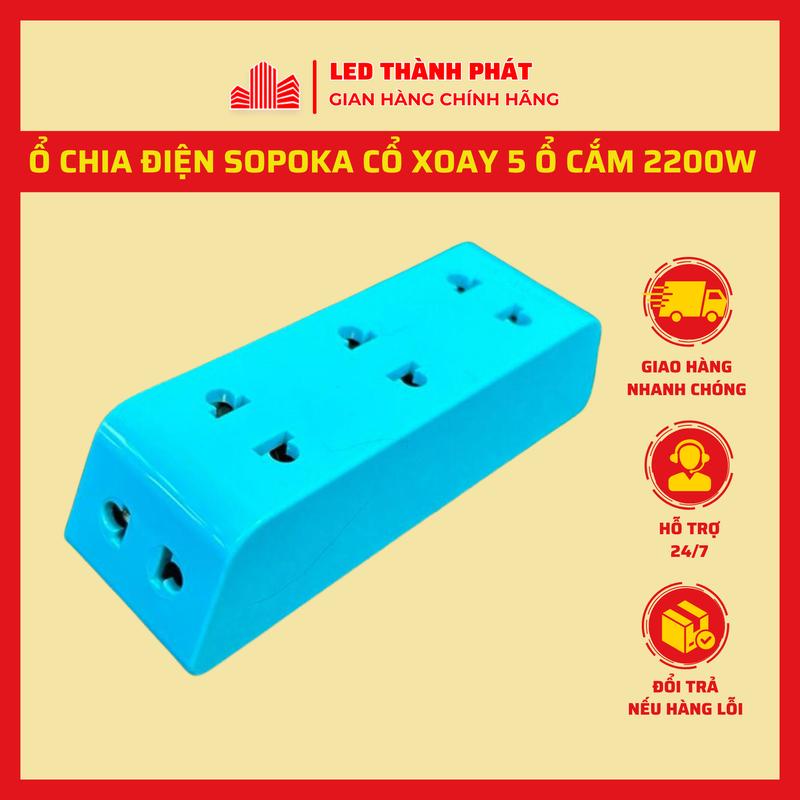 Ổ chia điện thông minh cổ xoay 5 ổ cắm SOPOKA P25X - Ổ cắm chuyển đổi đa năng chịu tải cao 2200W bảo hành chính hãng