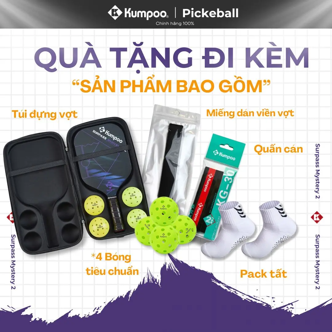 Vợt pickleball Kumpoo Surpass Mystery 2 carbon T700 pro 16mm công thủ toàn diện - Xanh Dương - Nam, Đồng