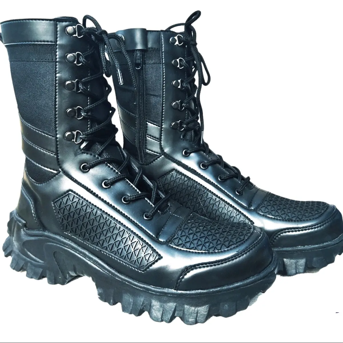Sepatu Karet Jaring Round Toe Boots Pria Shoes Hitam pdl combat tentara