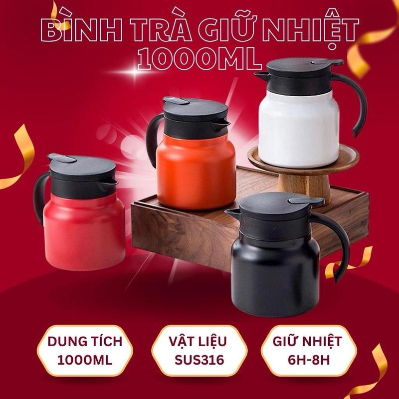  Bình Pha Trà Giữ Nhiệt 1000ml Ruột Inox Cao Cấp SUS316- Có Lõi lọc Trà Giữ Nhiệt 6-8h Thích Hợp Pha Trà Cafe