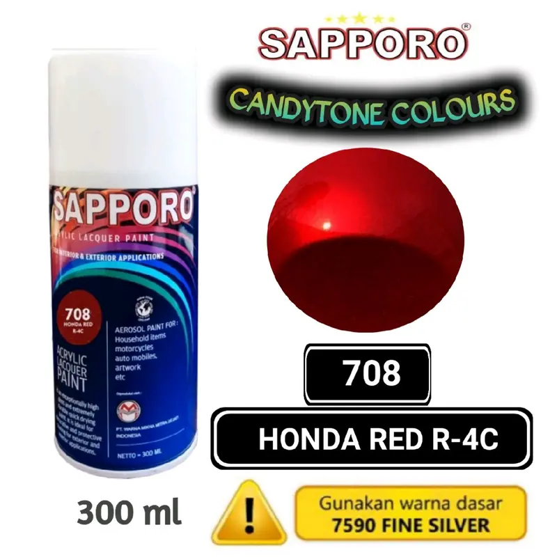 701/708 HONDA RED R-3C/R-4C SAPPORO STANDAR CANDYTONE 300ml Cat Semprot Pylok Pilok Pylox / Cat Aerosol / Cat Semprot / Sapporo Standar 0