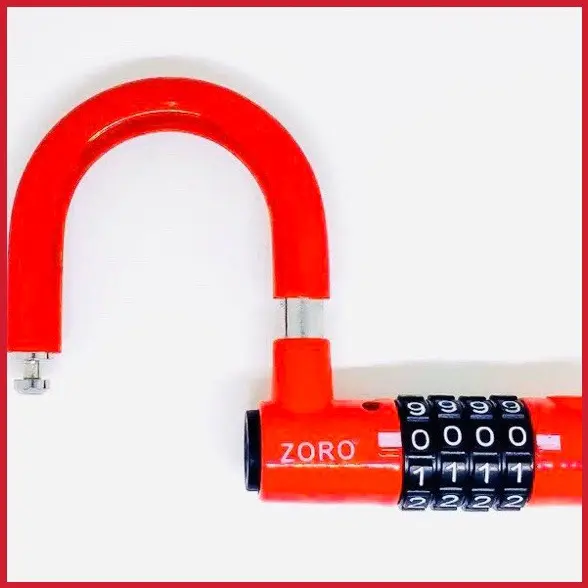Ổ khóa mật mã 4 số ZORO dạng chữ U màu đỏ thay đổi mật mã theo ý muốn 5