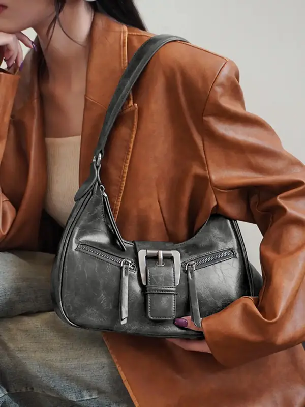 Women's Trendy Vintage Shoulder Bag, Fashionable Pu Leather Shoulder Bag for Work & Daily Used, Y2k Style Underarm Bag, Casual Trendy Versatile High-quality Daily Commuting Bag 2