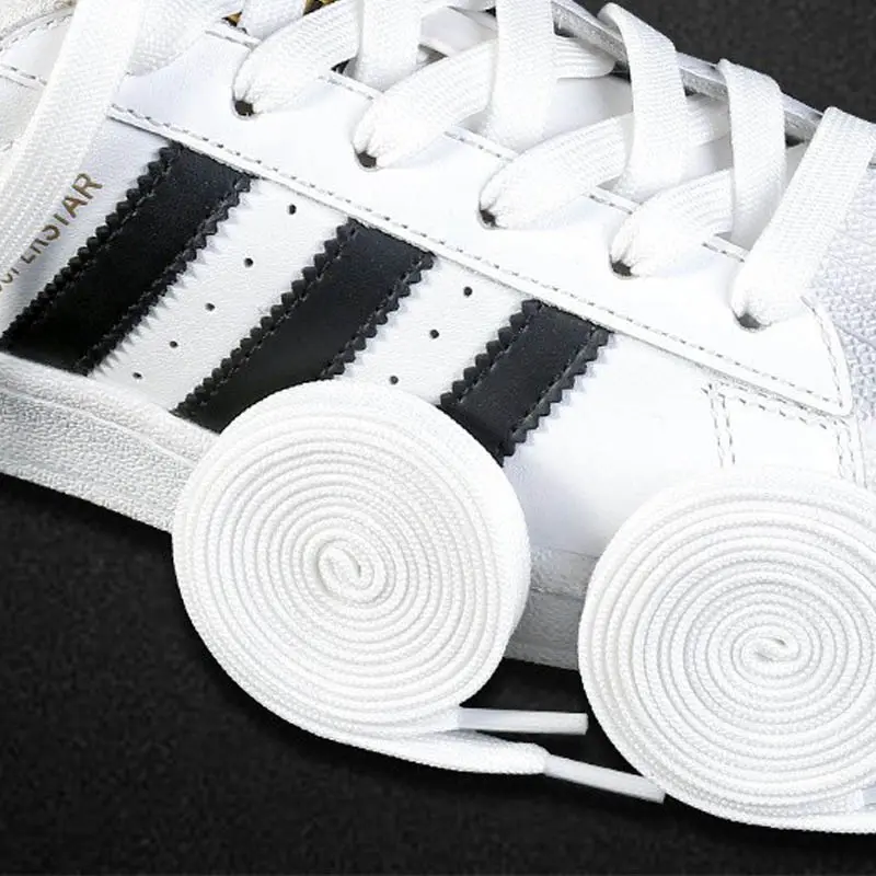Suitable for Shell Toe Shoelace Men's and Women's White Shoes Clover Sports Casual Shoes Flat Black White Shoelace