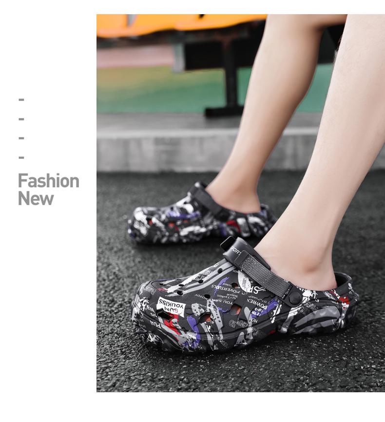 Product Introduction of Men's Lightweight EVA Garden Slippers Non-Slip Print Clogs for Summer Soft Outdoor Beach Slide Sandals 18