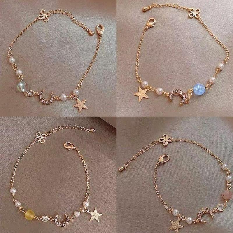 Product Introduction of 【Ready Stock】Bracelet Decorated With Star And Moon Pendant Necklace Female Niche Design High-End All-Match Gentle Girlfriends Clavicle Chain 24