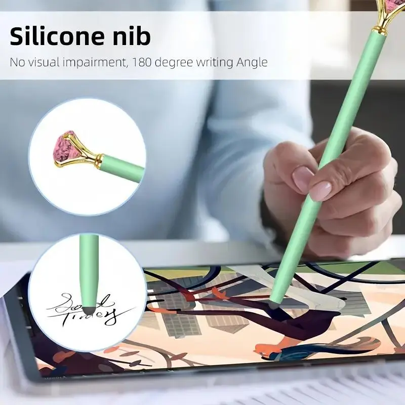 Colorful Artificial Diamond Design Stylus Pen, Multipurpose Touch Screen Capacitive Pen, Stylus for iPad, Android, Chrome Book, Tablet 4