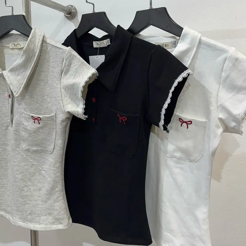 Áo Polo Nữ Dáng Ôm Thêu Nơ 6