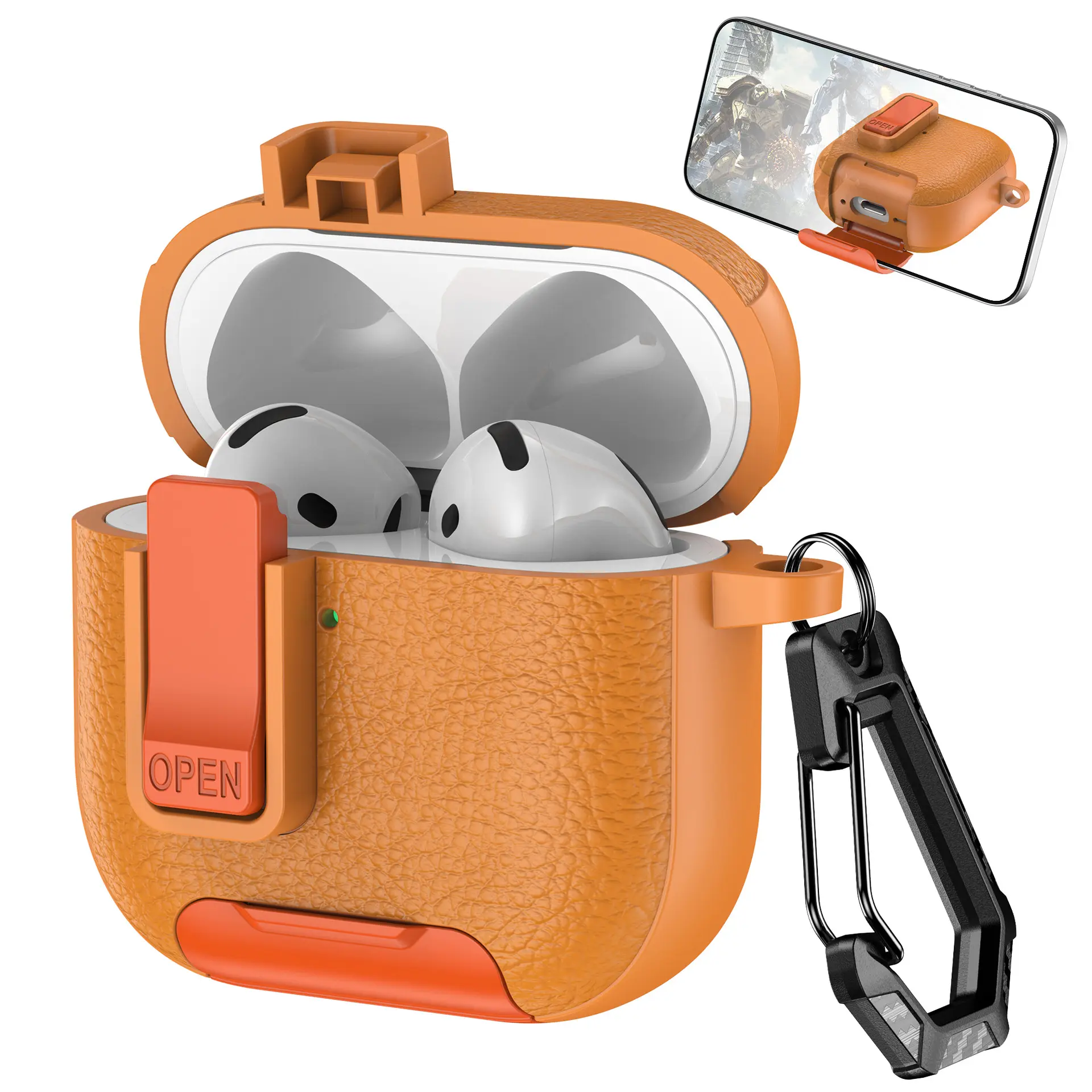 Ốp Bảo Vệ, Chất Liệu Da PU Mới, Dành Cho Airpods 4, Vỏ Chống Sốc, Có Khóa An Ninh, Thích Hợp Cho Apple Airpods Pro 2 Thế Hệ, Phụ Kiện Tai Nghe