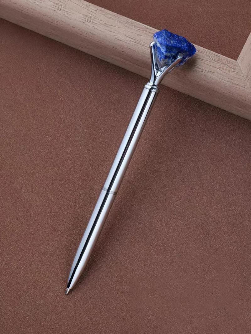 Product Introduction of Natural Crystal Decor Ballpoint Pen Set, Creative Metal Ballpoint Pen, Writing Pen for Students, Gift for Friends, Office Accessories 7
