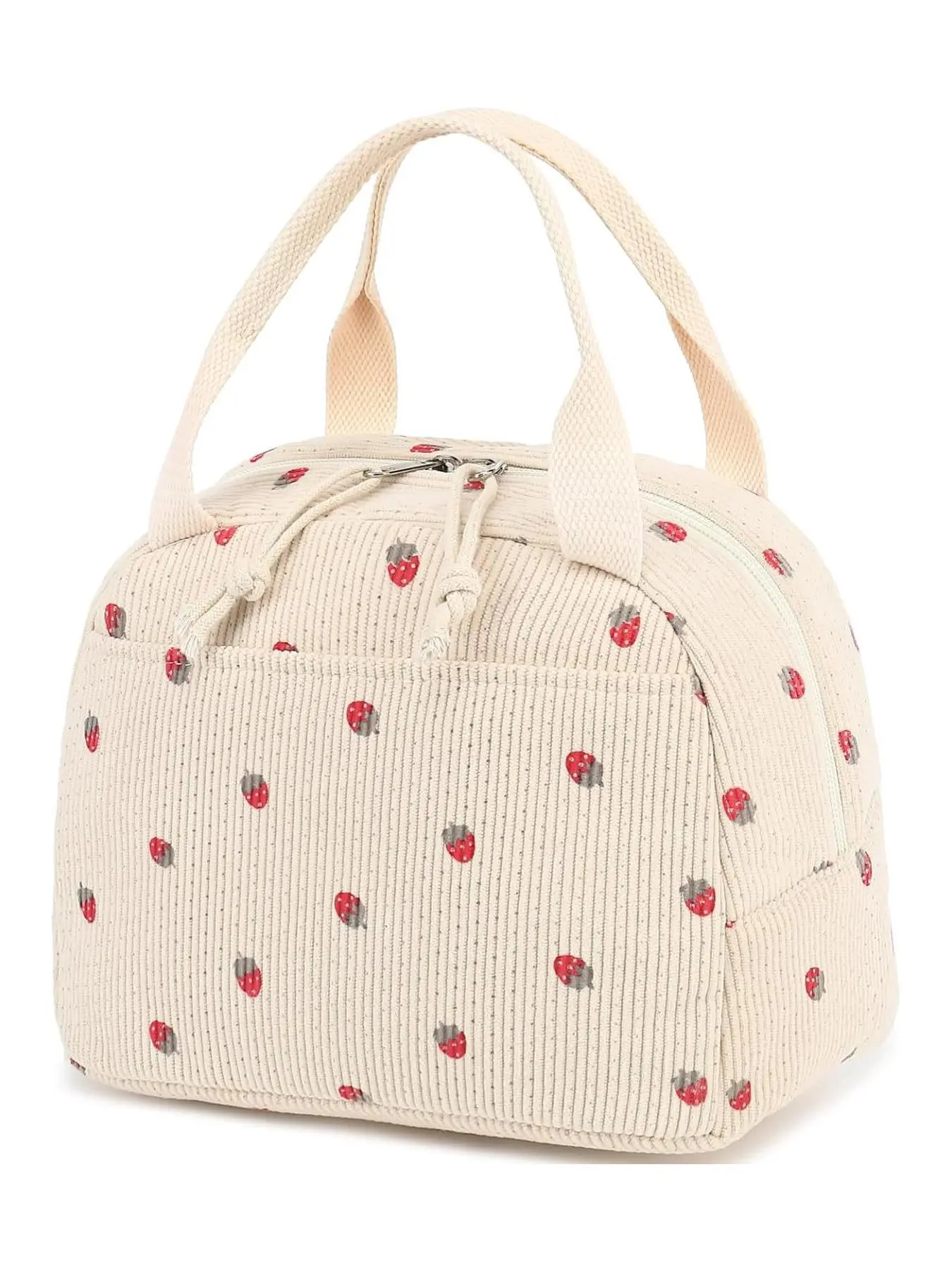 2025 New Style Strawberry Pattern Lunch Bag, Large Capacity Insulated Lunch Bag for Daily Commute, Portable Handbag for Work, School, Picnic, Camping, Travel