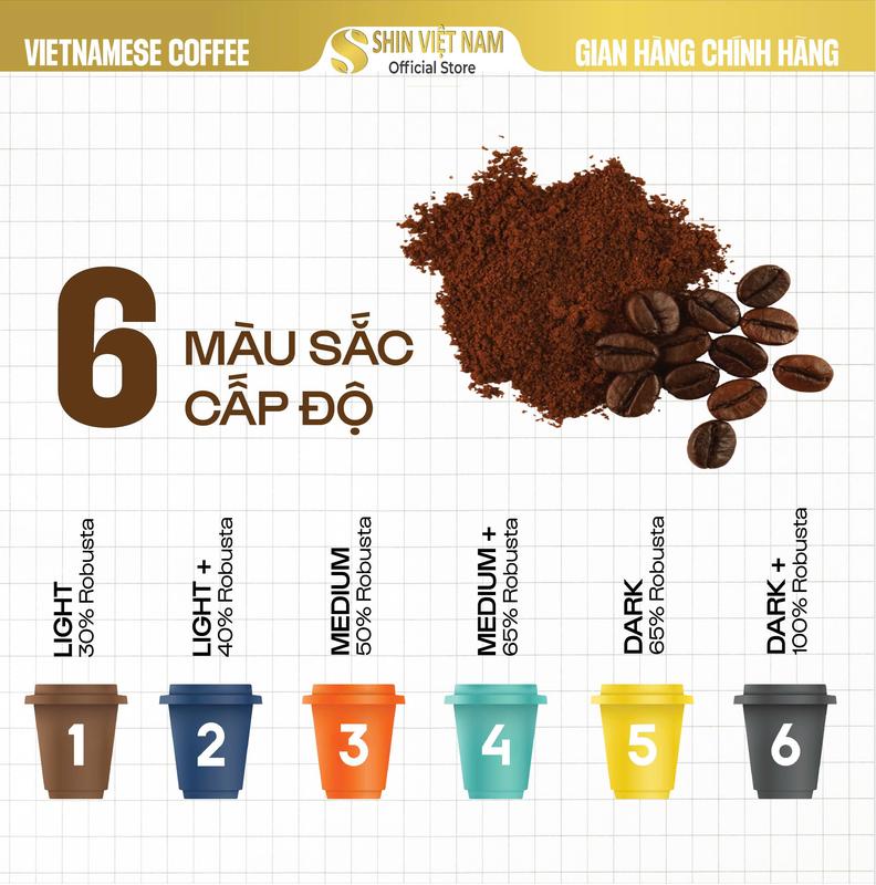 COMBO 24 VIÊN Cafe hòa tan nguyên chất MIX 6 Cấp Độ cà  phê - Shin Coffee 2