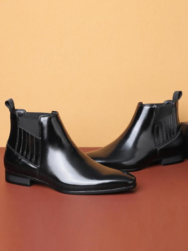 Men's Business Style Solid Color Chelsea Boots, Fashionable PU Leather Ankle Boots for Daily Wear, Casual Trendy Shoes for Party, Daily Clothing Decor 5