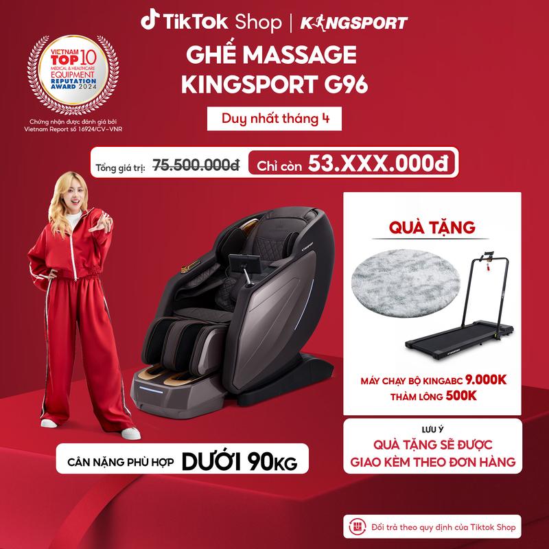[Miễn phí lắp đặt] Ghế massage KINGSPORT G96 cao cấp, công nghệ massage 3D Ultra với 24 bài tập, đo chân tự động, điều khiển bằng tablet cảm ứng