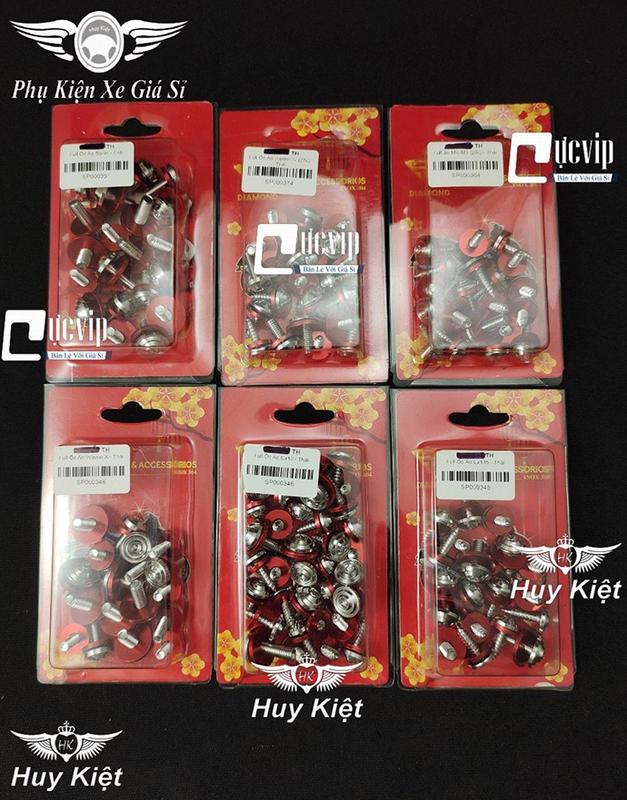 Full Ốc Dàn Áo Salaya Thái Inox 304 + Lông Đền Đỏ Gắn Exciter Winner Wave Dream Sirius Future Vario AB Mio M3 Satria Sonic Vision MS9999