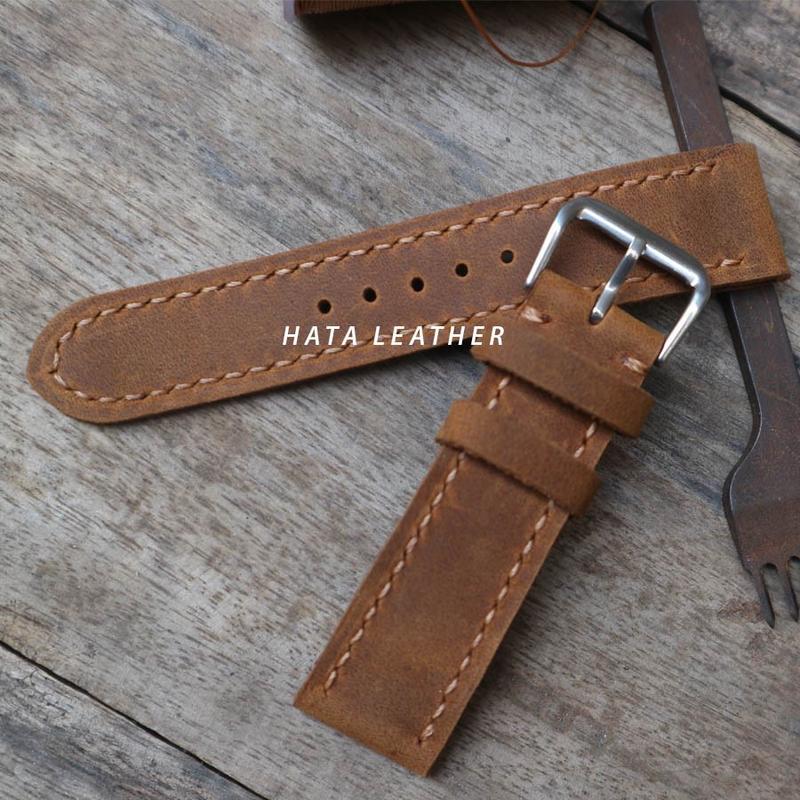 Dây đồng hồ khâu tay da bò thật.KT3 2