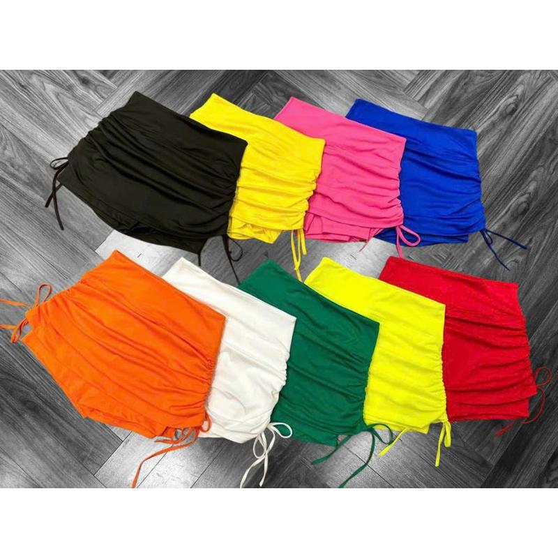 Quần váy rút dây 2 bên 2 lớp tập gym yoga thể thao nữ cap cao co giãn ôm dáng che khuyết điểm