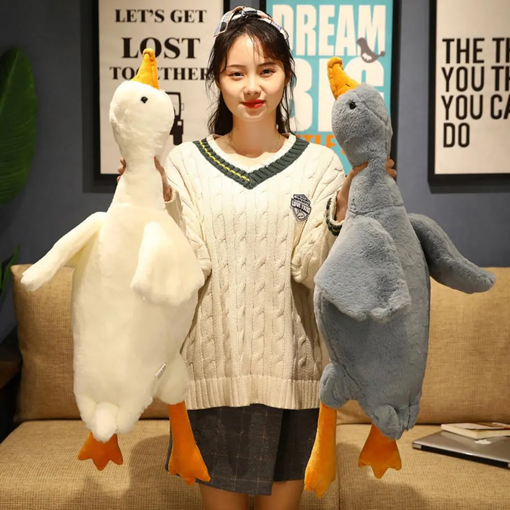 Big Goose Doll Giant Size Fluffy Duck Plush Toys Sleep Pillow Cute Animal Stuffed Swan Goose Plushies Dolls Floor Mat Kids Girls Birthday Gift