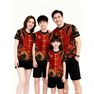 kaos imlek shio kuda cheongsam fullprinitng jersey imlek tahun baru cina bahan emboss toppo SHKD-05a