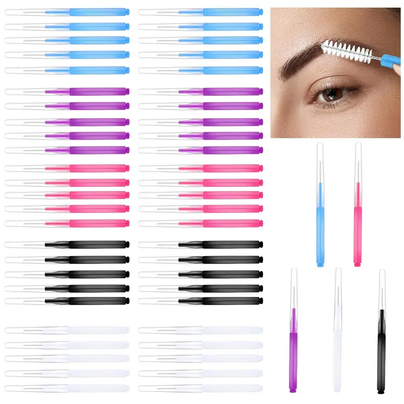 Micro Eyebrow Brush Set, 50pcs Multi-functional Eyelash Comb, Eyebrow Brush, Eye Makeup Tool for Women & Girls 2