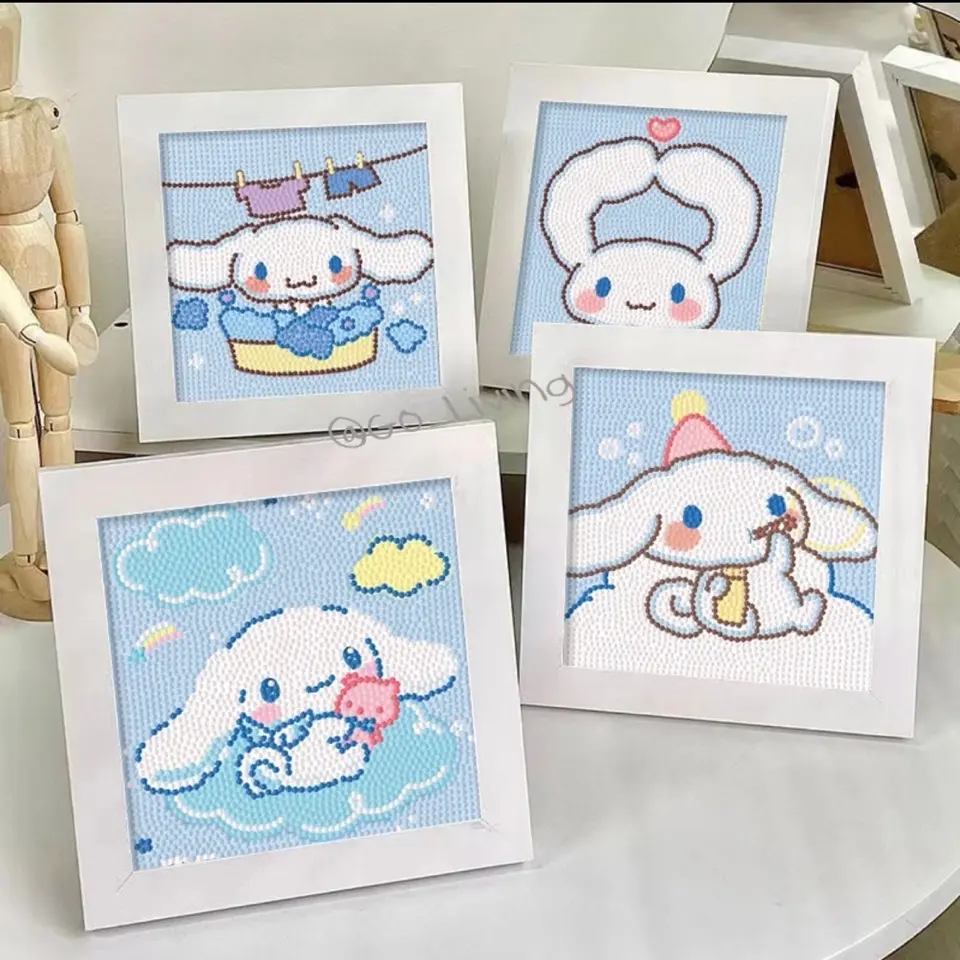 GoLiving Bingkai Putih Cinnamon Stiker Diamond Painting Anak Aesthetic Edition DIY Full Drill Not Standing 4 VARIAN DIY cewe kado kerajinan