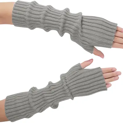 Women's Knit Fingerless Gloves Arm Sleeves Thumb Hole Warm Women's Winter - Orange Knit Fingerless Gloves With Thumb Hole Arm Warmers