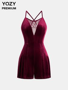 YOZY Women's Cami Romper, Solid Color Sleeveless Spaghetti Strap Romper for Daily Wear, Ladies Clothes for All Seasons