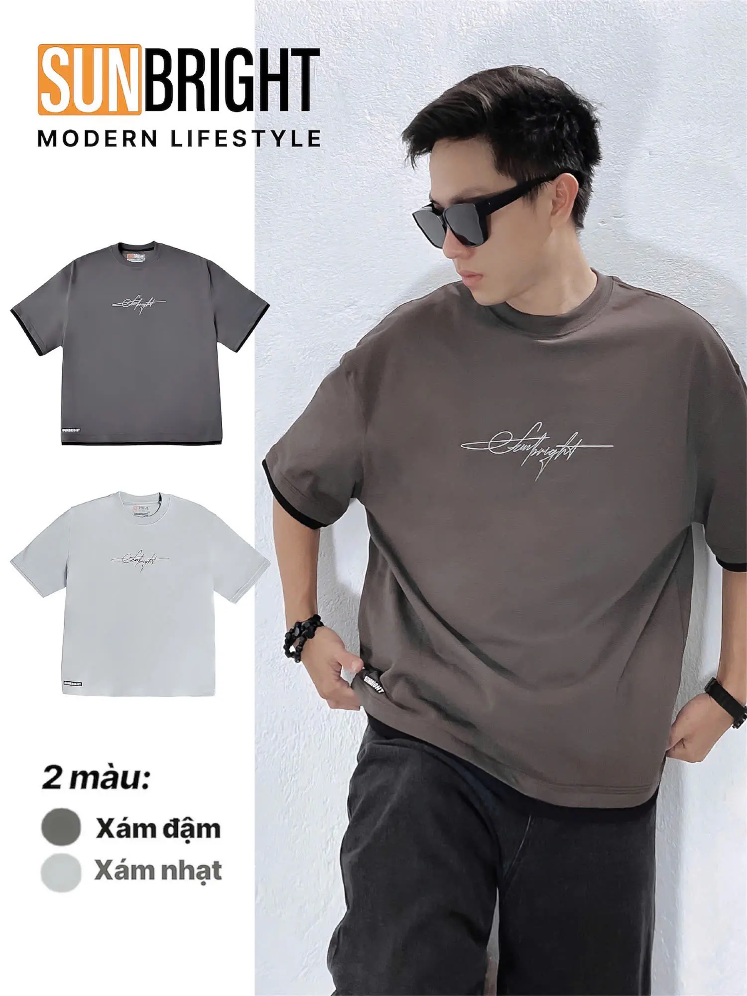 (BST 2025) Áo Thun Cao Cấp SUNBRIGHT Local Brand 100% Cotton Premium Dày Dặn Kết hợp Layer tăng độ Đứng Form, Áo Phông Hoạ Tiết Thêu Nổi Nam Nữ Unisex Menswear Mùa Hè Streetwear