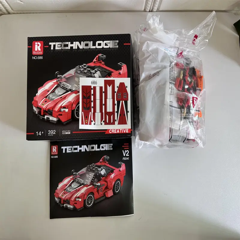 Red Dragon Balance Supercar Model Building Blocks, 360pcs/set DIY Assembly Building Blocks Toy, Creative Model Blocks Building Toy for Kids 3