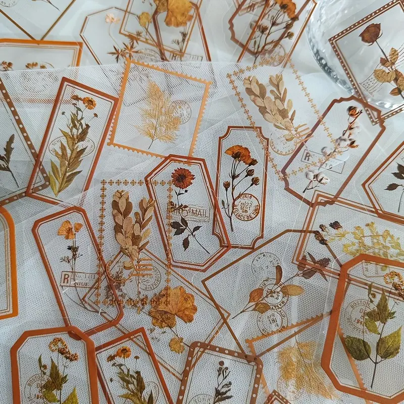 Vintage Floral & Plant Pattern Sticker, 2 Packs(60sheets) Self Adhesive Decorative Stickers, Diy Decals for Water Bottle, Laptop, Phone Case, Scrapbooking, Journal Making, Gift Wrapping 0