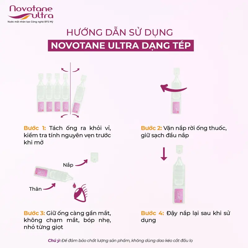 [Dành Cho Lens 1 Ngày] Vỉ Nước Nhỏ Mắt Nhân Tạo Dưỡng Ẩm 2 Pha Novotane Ultra 1ml thuốc  nhỏ nước  mắt 5