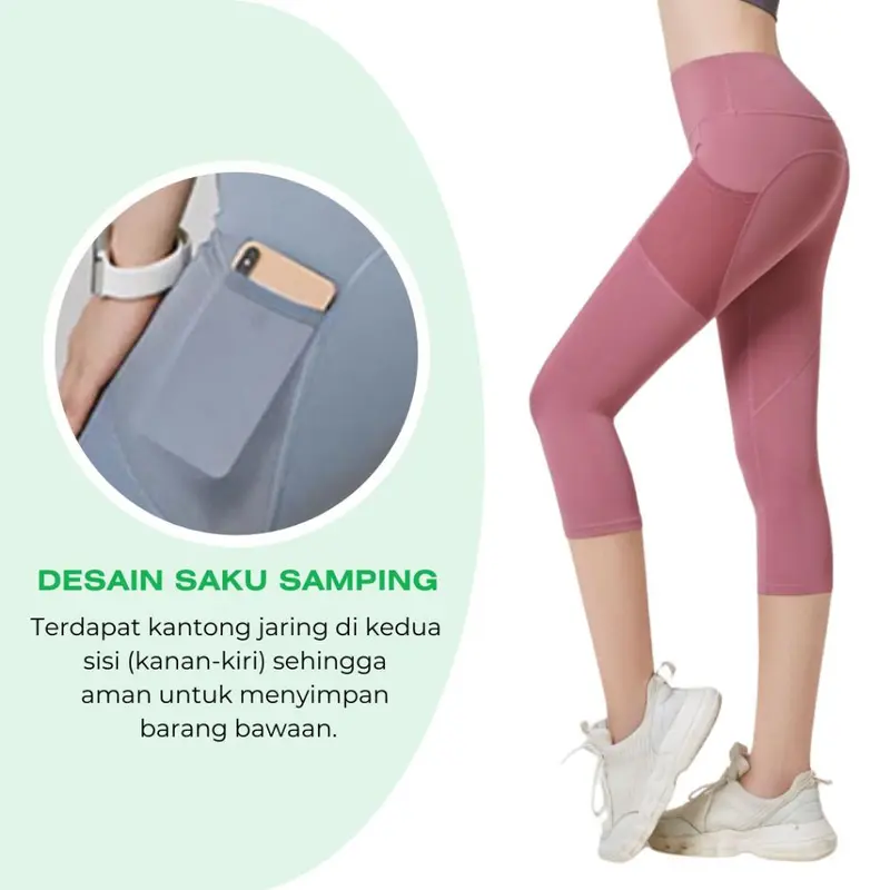 KKONE Legging Olahraga Wanita High Waist Celana Olahraga 7/8 Yoga Gym Joging Senam Pakaian Outdoor Sport(L003) 6