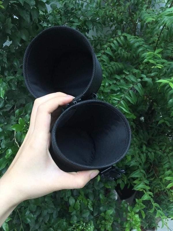 {Ống không kèm cọ}Ống đựng cọ K-U-N màu đen có dây cài dùng để dựng cọ trang điểm Make up 1