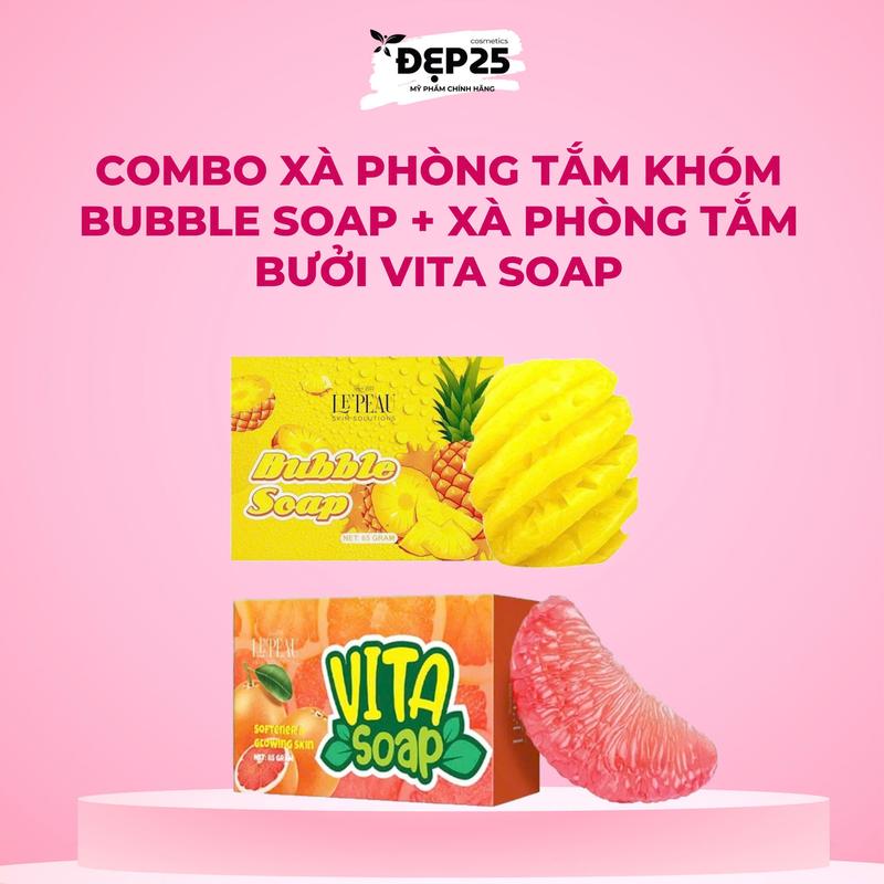 [1 tặng 1] Xà phòng bưỡi VITA cho mặt tặng 1 Xà Phòng khóm cho Body Soap tắm trắng toàn tân,trắng da mặt, mờ thâm, sáng da body ngừa mụn lưng