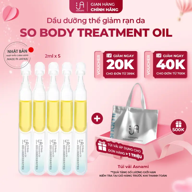 Dầu dưỡng thể  Tinh Dầu Body Oil dầu rạn da giảm thâm Asnami So Body Treatment Oil (2ml * 5 tuýp)