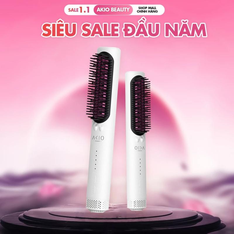 Lược Điện Chải Thẳng Tóc AKIO Beauty Pin 4000mAh Phun 2 Triệu ION Âm Thời Gian 30-40 Phút - Nữ