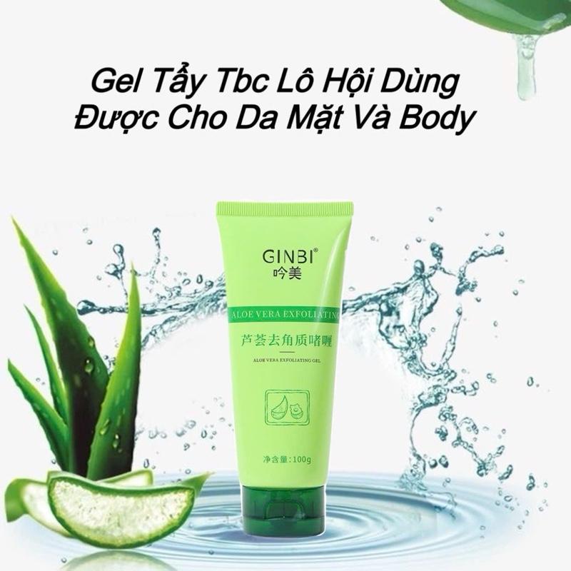 GINBI Gel Tẩy Tế Bào Chết Lô Hội 100g Dành Cho Da Mặt Và Body Dưỡng Trắng Sáng Mềm Mịn Giảm Chai Sẹo Làm Sạch Tế Bào Chết Hiệu Quả
